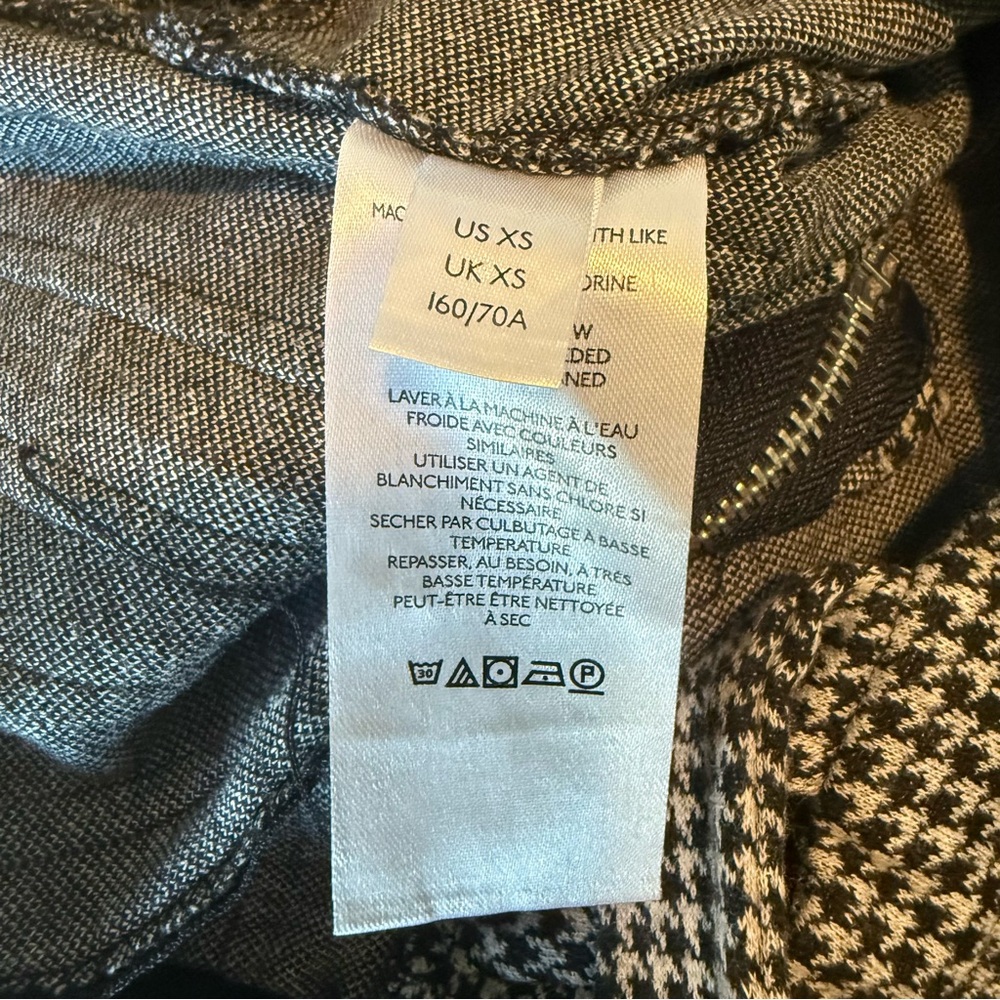 Free People Houndstooth Cropped Tank Top Black White Tie Straps Zip XS - Picture 6 of 7